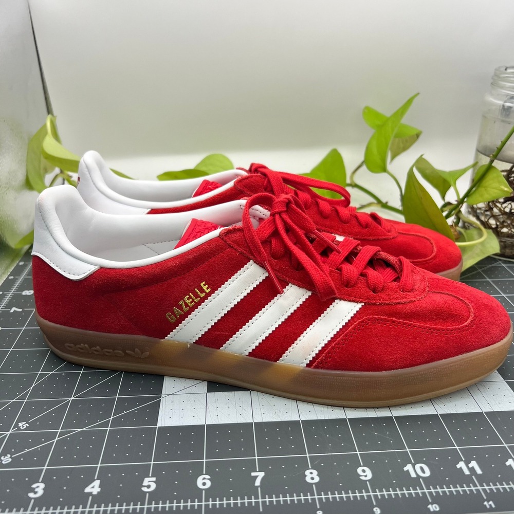 Adidas Gazelle Indoor Red White Gum Suede Sneakers JI2063 Mens 10